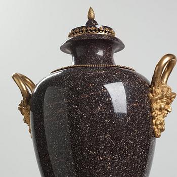 A late Gustavian circa 1800 porphyry and ormolu Vase by Court bronze chaser and gilder F.L. Rung (1758-1837) not signed.