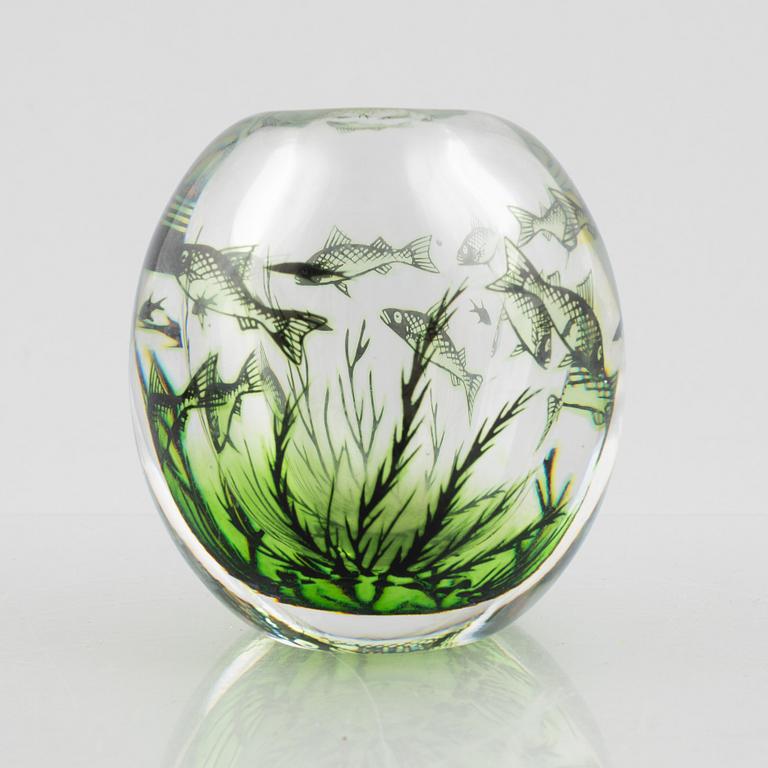 Edward Hald, a graal glass vase, Orrefors, Sweden, signed.