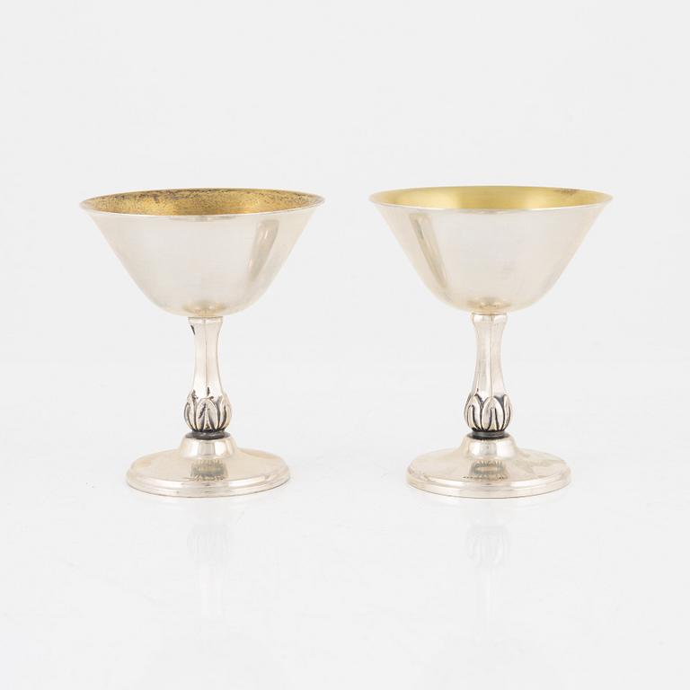 Twelve Swedish cocktail glass, silver, mark of MGAB, Uppsala 1954-1963.