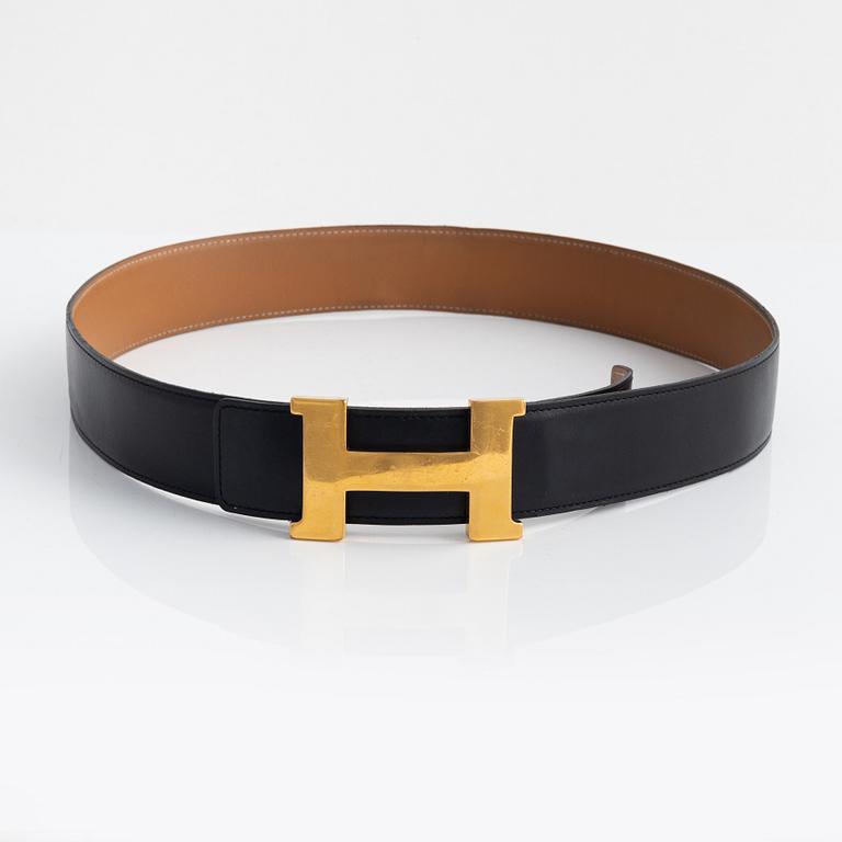 Hermès, "Constance belt buckle x 2 & Reversible leather strap" belt, 2009, size 95.