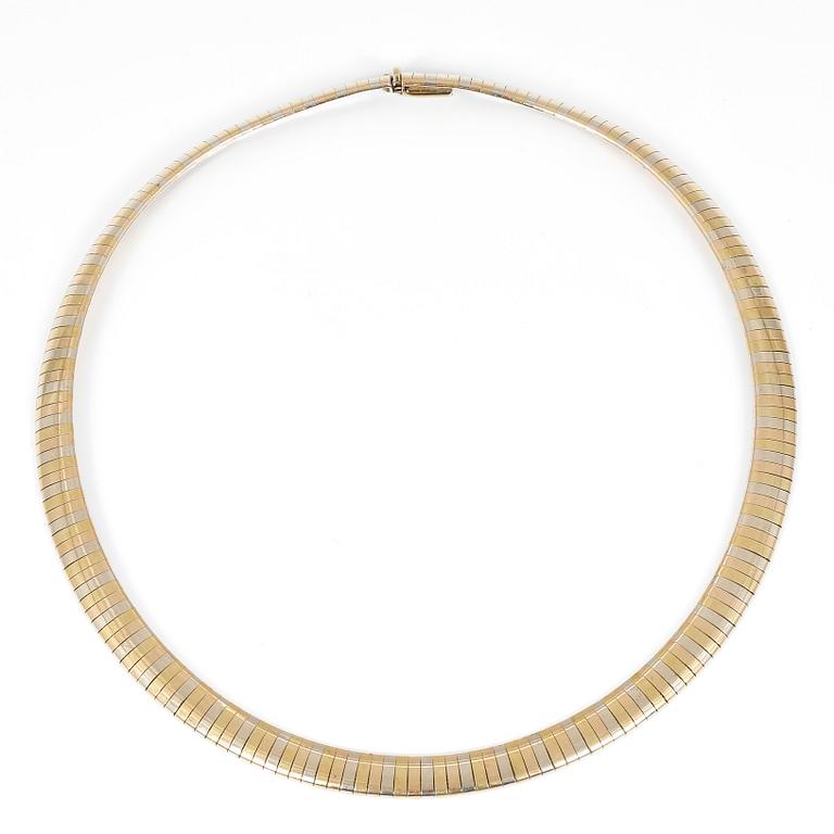 COLLIER, trefärgade 18K guld, Italien. Total vikt ca 56 g.