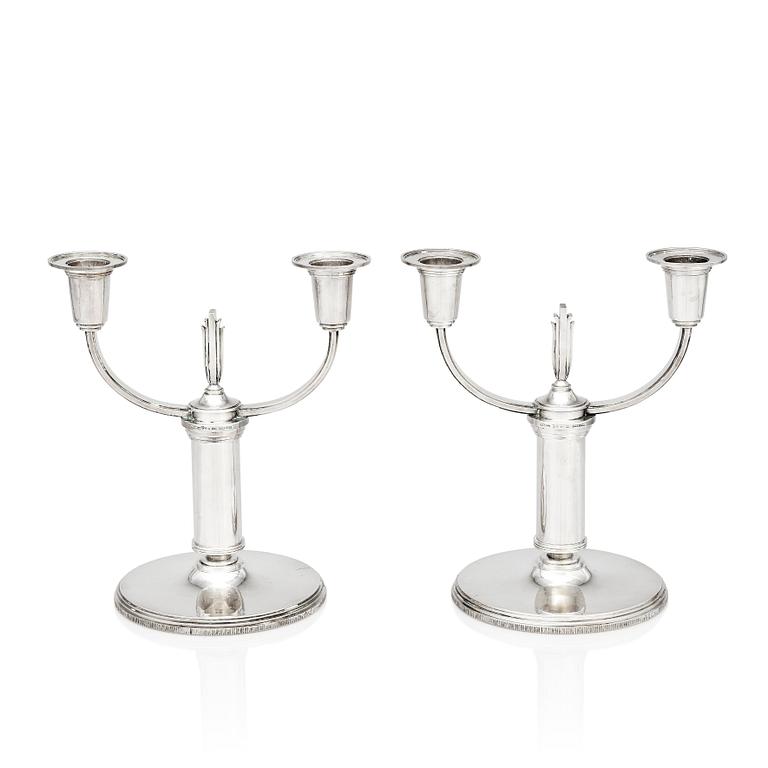 Atelier Borgila, a pair of sterling silver candelabra, Stockholm 1934.