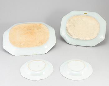 A group of blue and white dishes, Qing dynasty, QIanlong (1736-95).