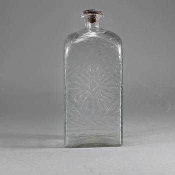 BRÄNNVINSFLASKA, glas, 1800-talets först del.