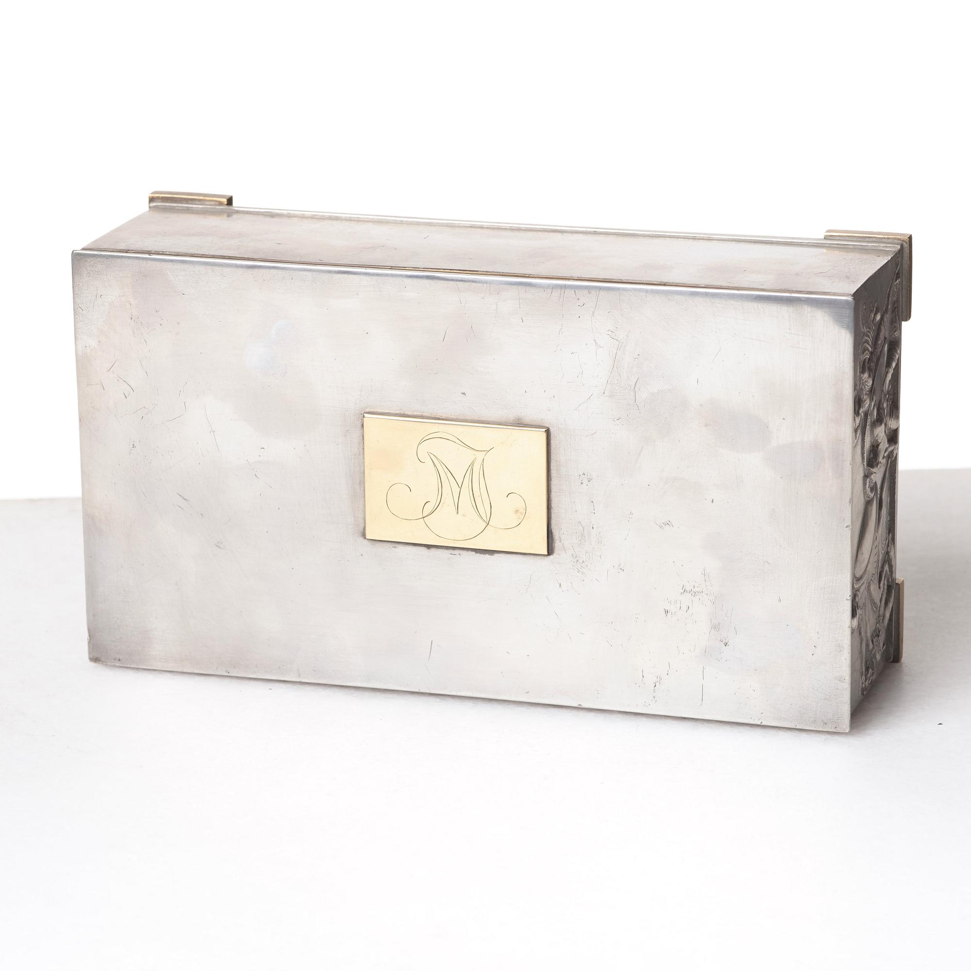 Herman Bergman's foundry, a pewter and brass box, Stockholm ca 1940.