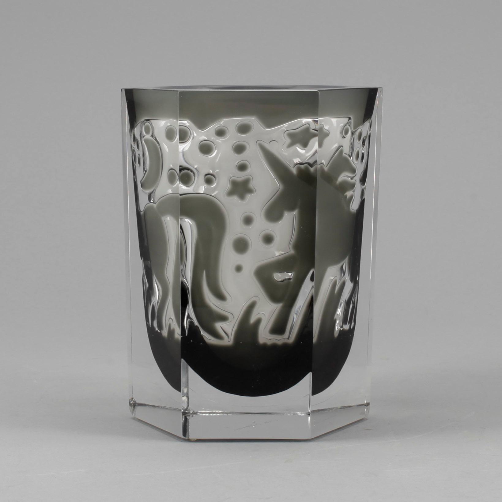 VAS, glas, ariel, Olle Alberius, Orrefors Gallery 1988.