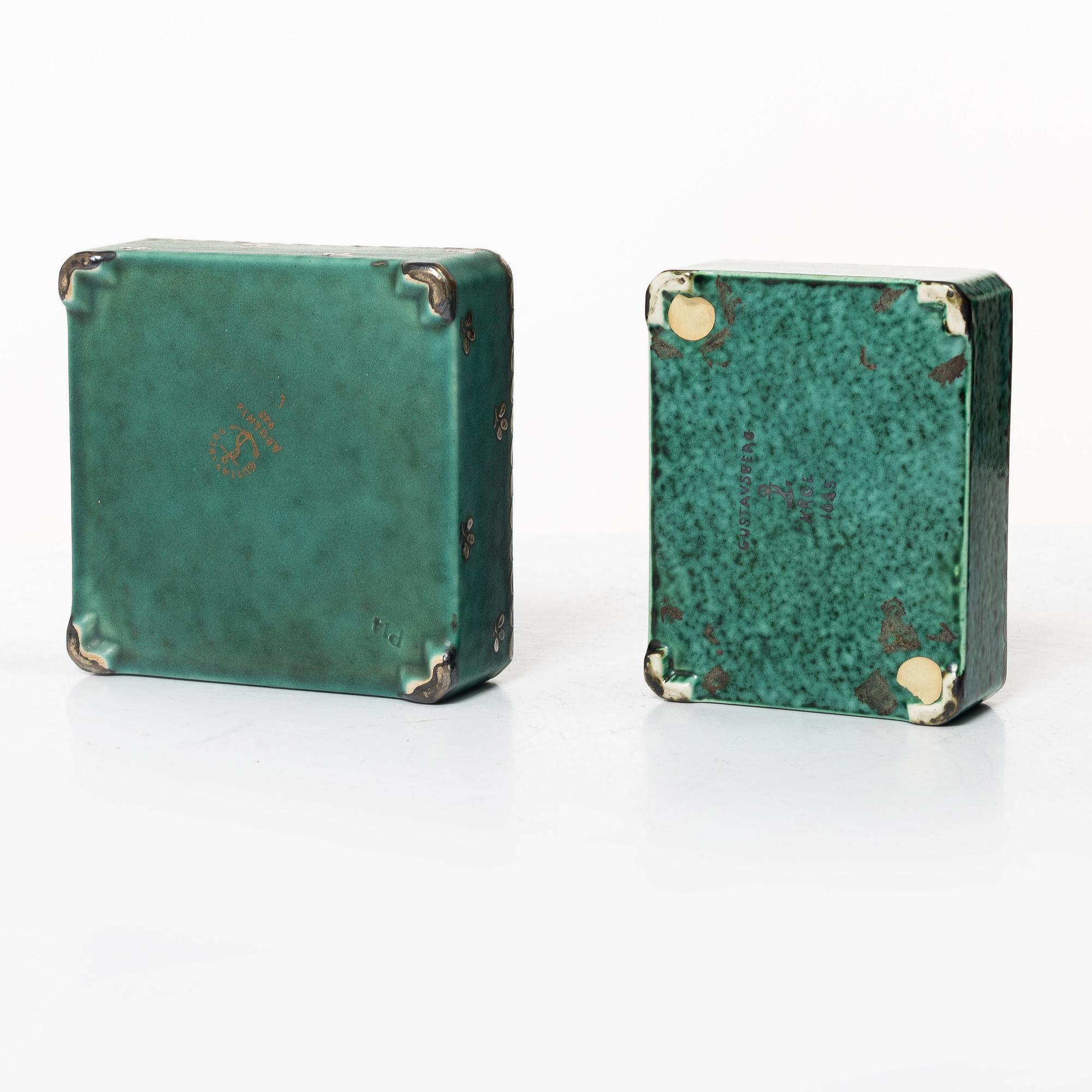 Wilhelm Kåge, four 'Argenta' stoneware boxes, Gustavsberg.