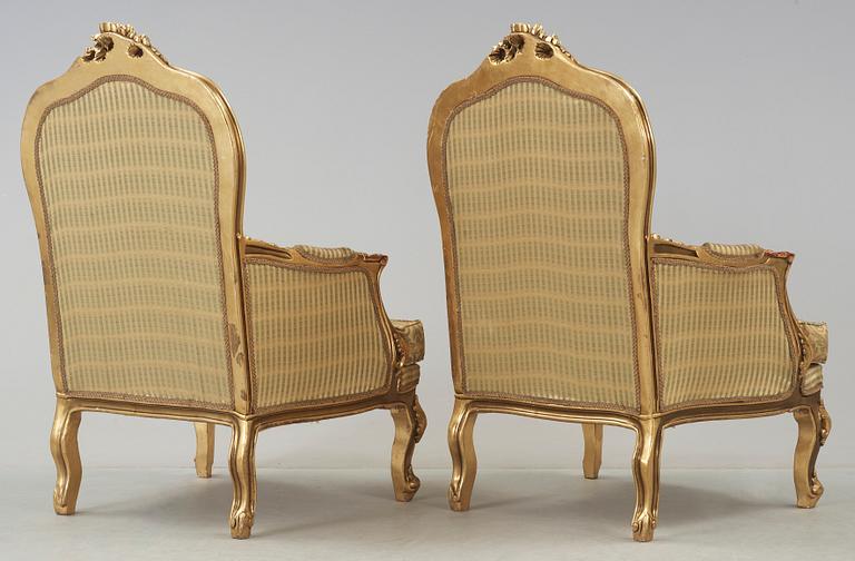 BERGÈRER, ett par, rokokostil, 1900-tal.