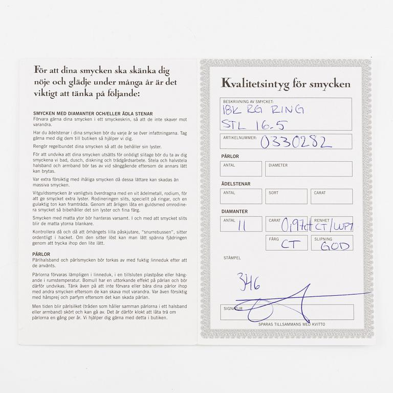 Ring 18K guld med briljantslipad diamant ca 0.97 ct.