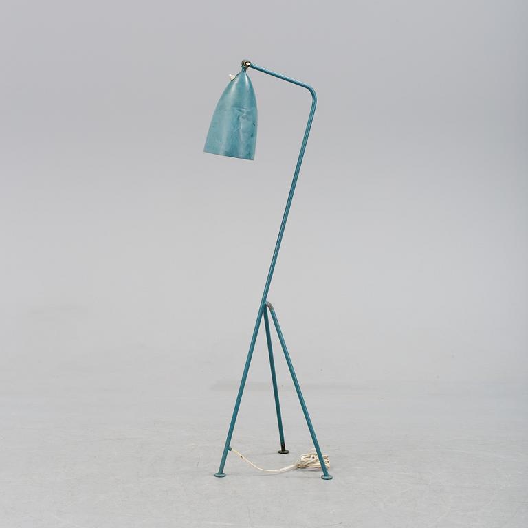 A Greta Magnusson Grossman blue lacquered 'Grasshopper'/G-33 floorlamp, Bergboms Sweden 1950's.