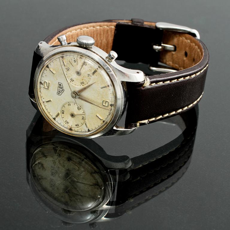 ARMBANDSUR, stål, herr, Heuer, omkring 1900-talets mitt.