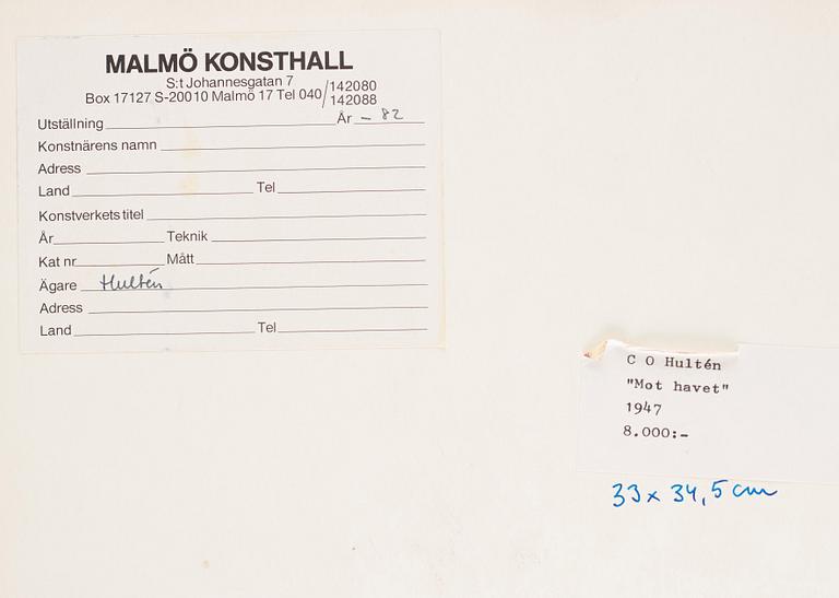 CO Hultén, Imprimage och frottage på papper, signerad och utförd 1947.