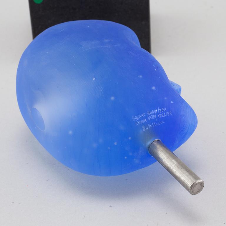 a glass object for Kosta Boda atelier, signed.