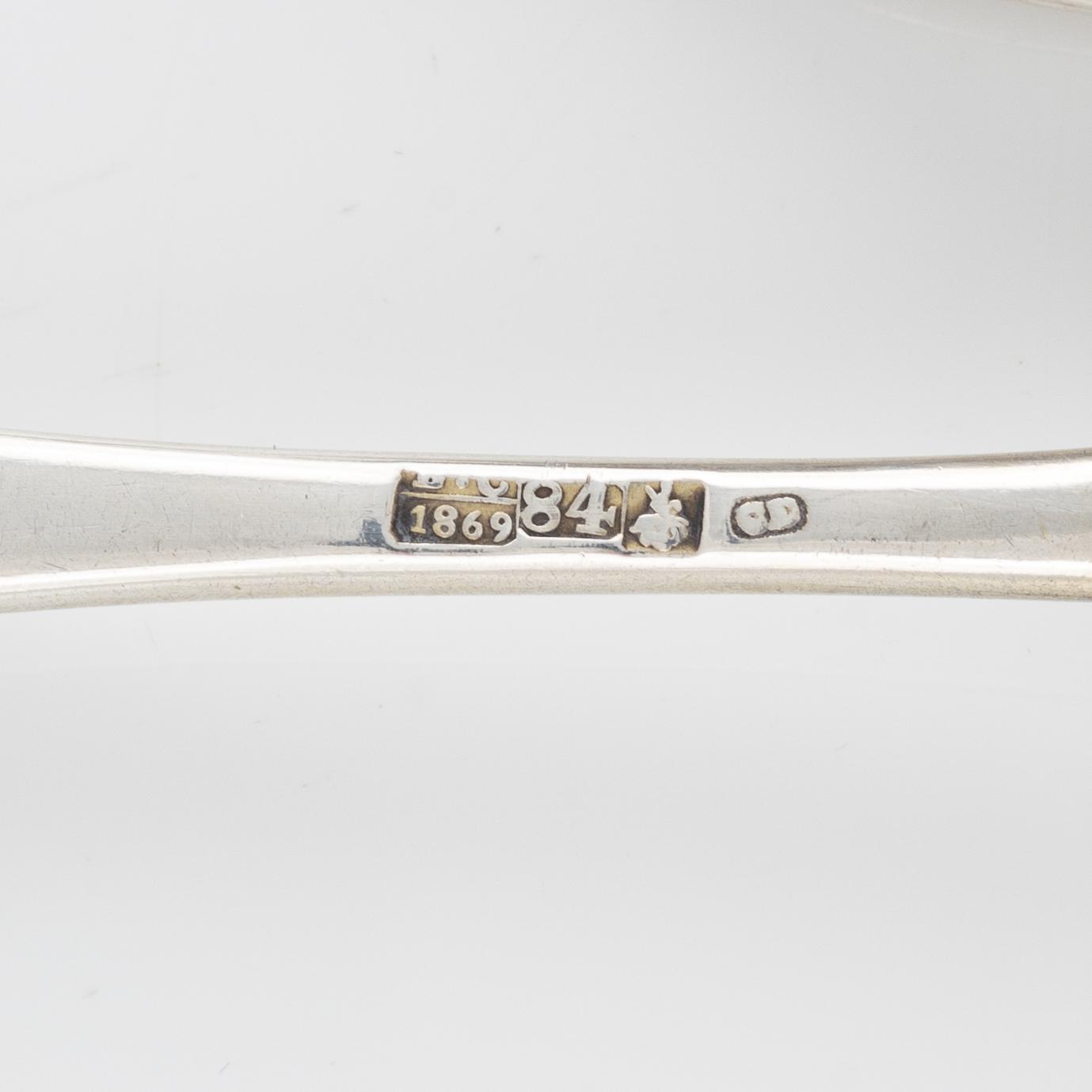 Sked samt slev, silver, Moskva 1869 samt St Petersburg 1885.