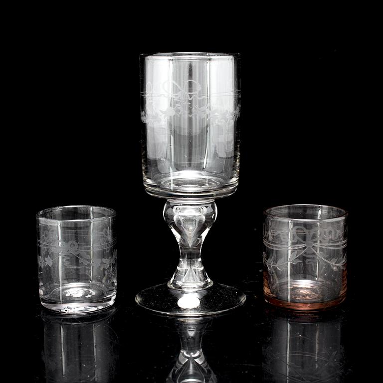GLAS, 14 st, "Antik", Reijmyre Glasbruk.