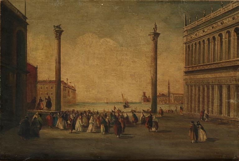 Figurstaffage på Marcusplatsen, Venedig.