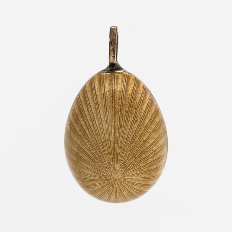 Hänge, ägg, beige emalj, silver, A. Tillander.
