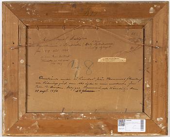 Carl August Fahlgren, olja på papp-pannå, signerad och daterad 1866.