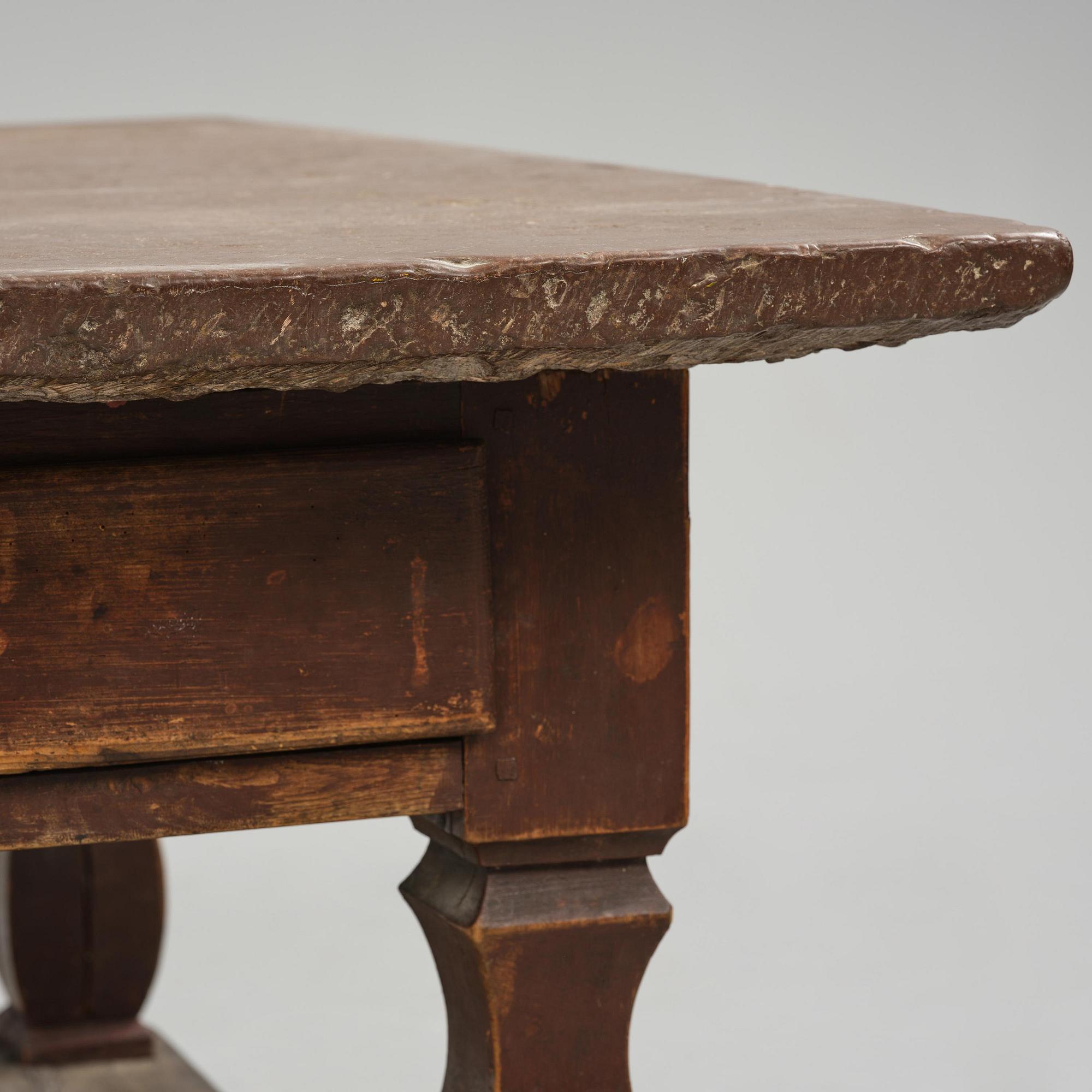 A Swedish baroque stone-top table, 18th century.