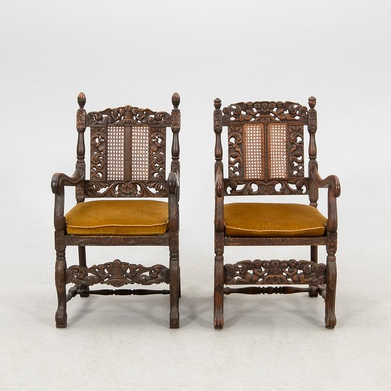 Armchairs, a pair in Baroque style, first half of the 20th century.