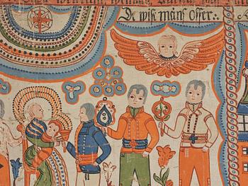 A traditional folk art painting attributed to Anders Andersson, Femsjö (1782-1865).