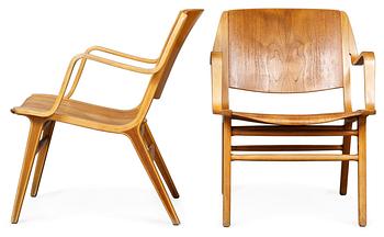 PETER HVIDT & ORLA MOLGAARD NIELSEN, 4 karmstolar, "Ax-stolen", Fritz Hansen, Danmark 1950-60-tal.