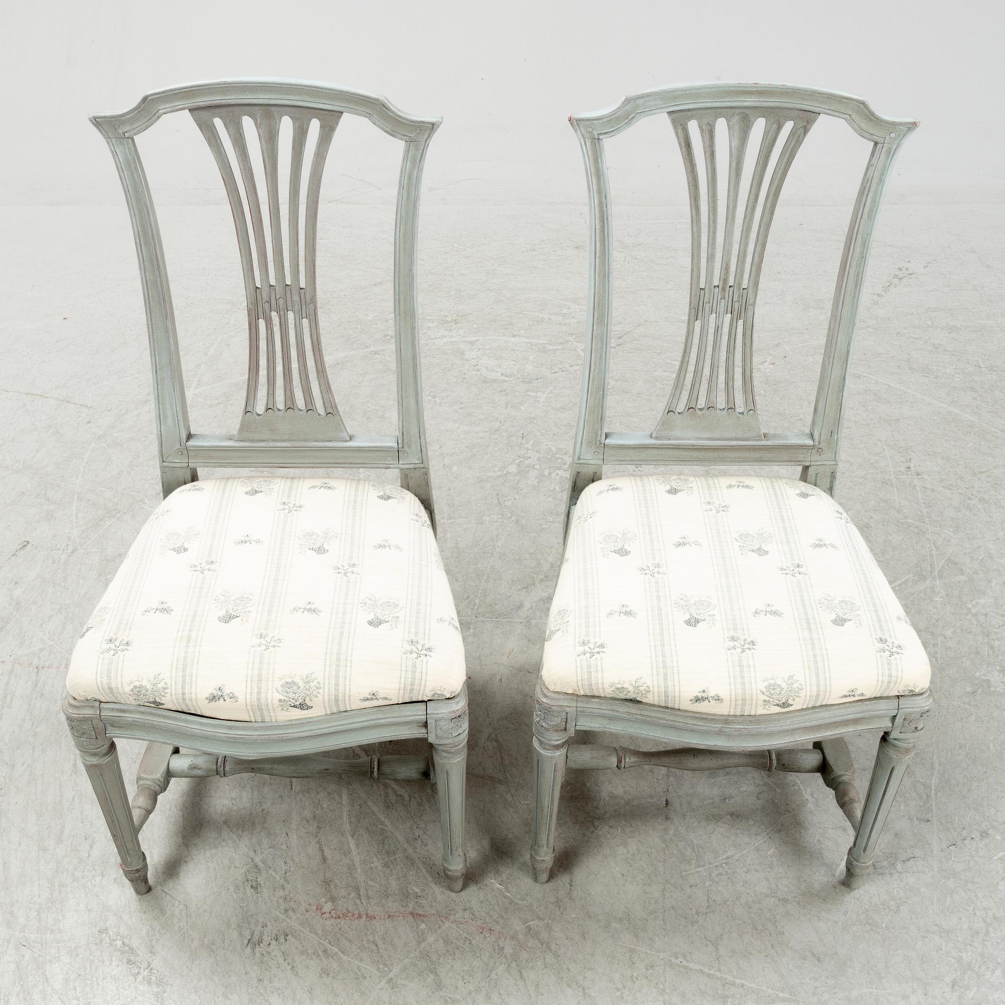 Stolar, 12 st, gustaviansk stil, 1900-tal.