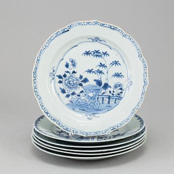 Six blue and white plates, Qing dynasty, Qianlong (1736-95).