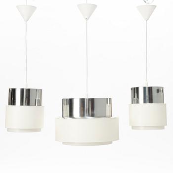 Uno & Östen Kristiansson, a group of three ceiling lights from the 'Cylindus-series', Luxus, Vittsjö, 1970's.