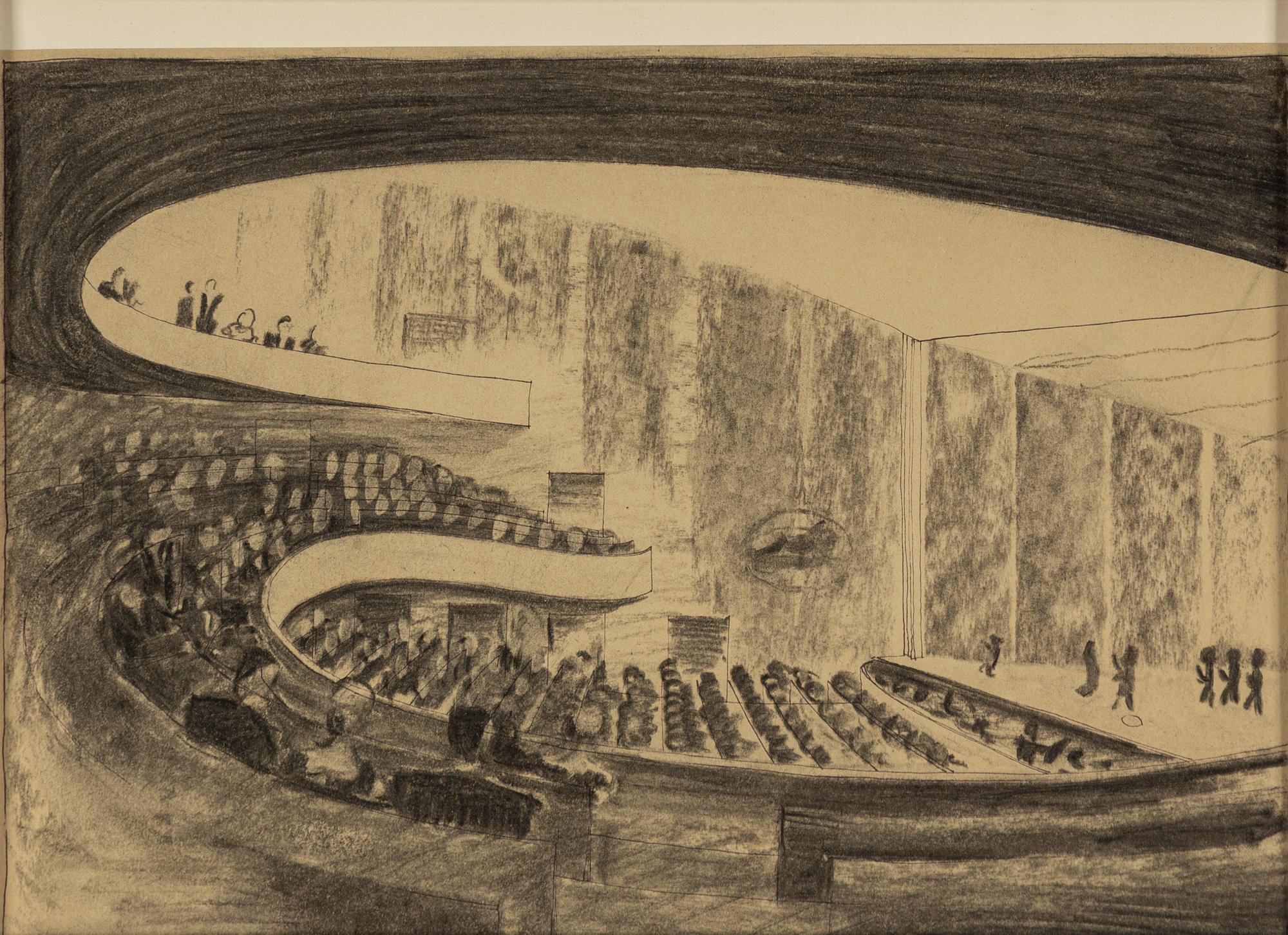 FASADER/INTERIÖRER, 4 st, akvareller, 1900-tal.