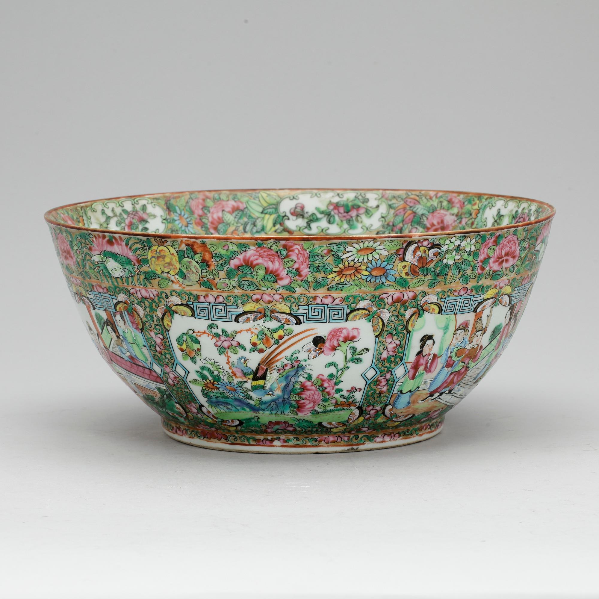 BÅLSKÅL, porslin, Kanton, Kina 1800-tal.