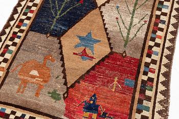 Matta, antik/semiantik figural, Gabbeh - Khersak, ca 187 x 107 cm.