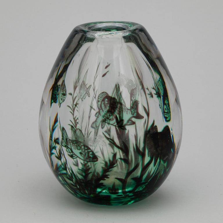 VAS, glas, "Fiskgraal", Edward Hald, Orrefors.