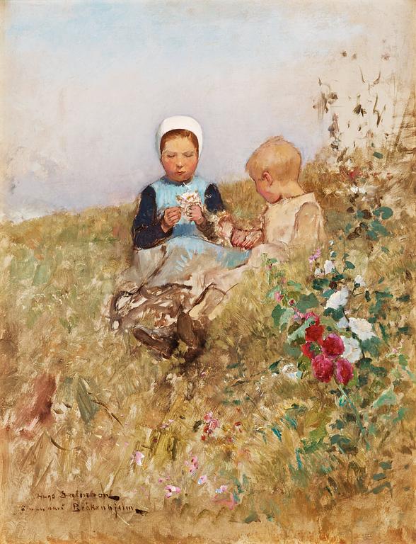 Hugo Salmson, French children on a meadow.