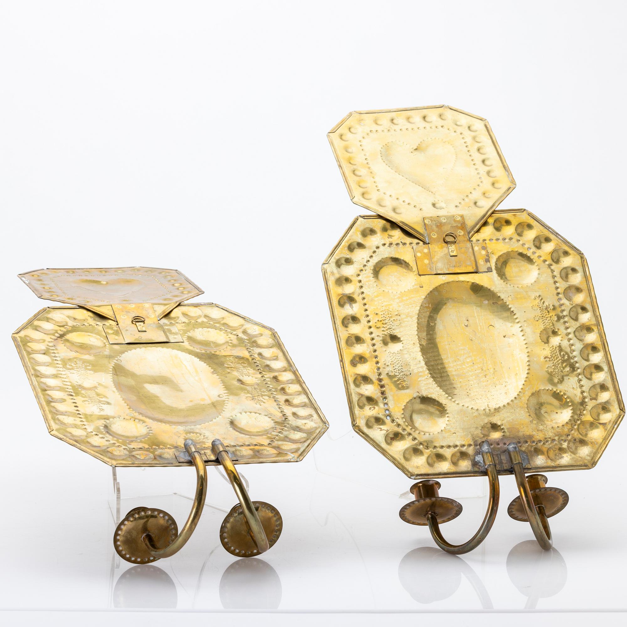 A pair of wall sconces, brass, 20th century.