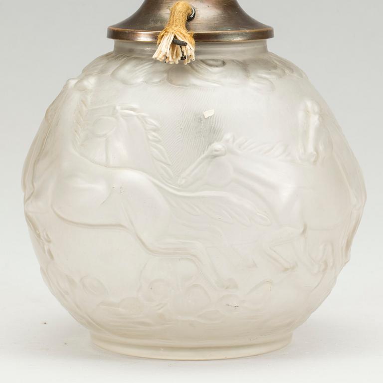 BORDSLAMPA, glas, 1900-talets första hälft.