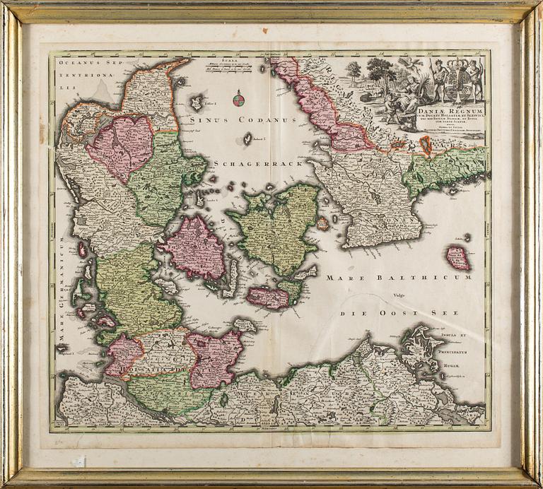 KARTA, "Daniae Regnum", Matthias Seutteri, 1700-tal.