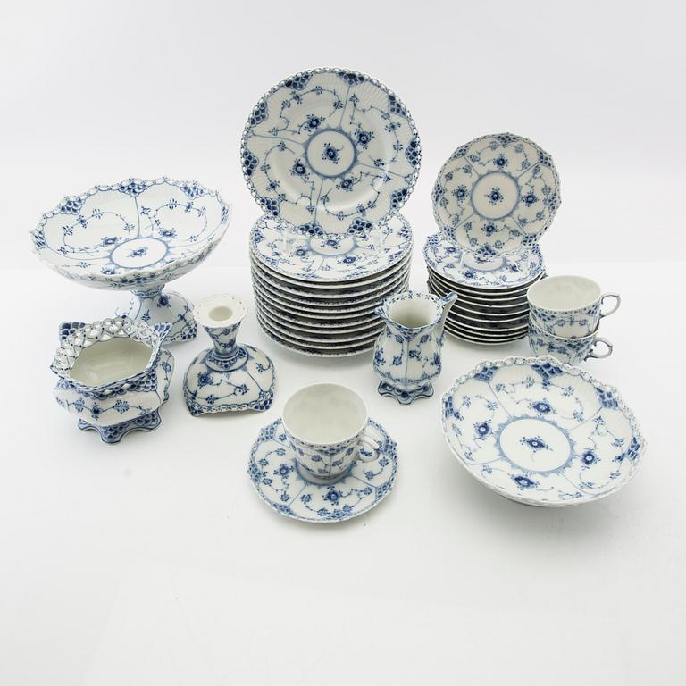 Service 29 pcs, Musselmalet full and half lace Royal Copenhagen porcelain, second half of the 20th century.