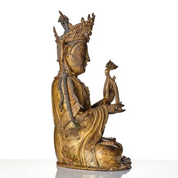 Bodhisattva, förgylld brons. Mingdynastin (1368-1644).