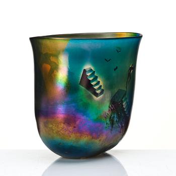 Bertil Vallien, a unique blasted glass vase, Kosta Boda, Sweden.