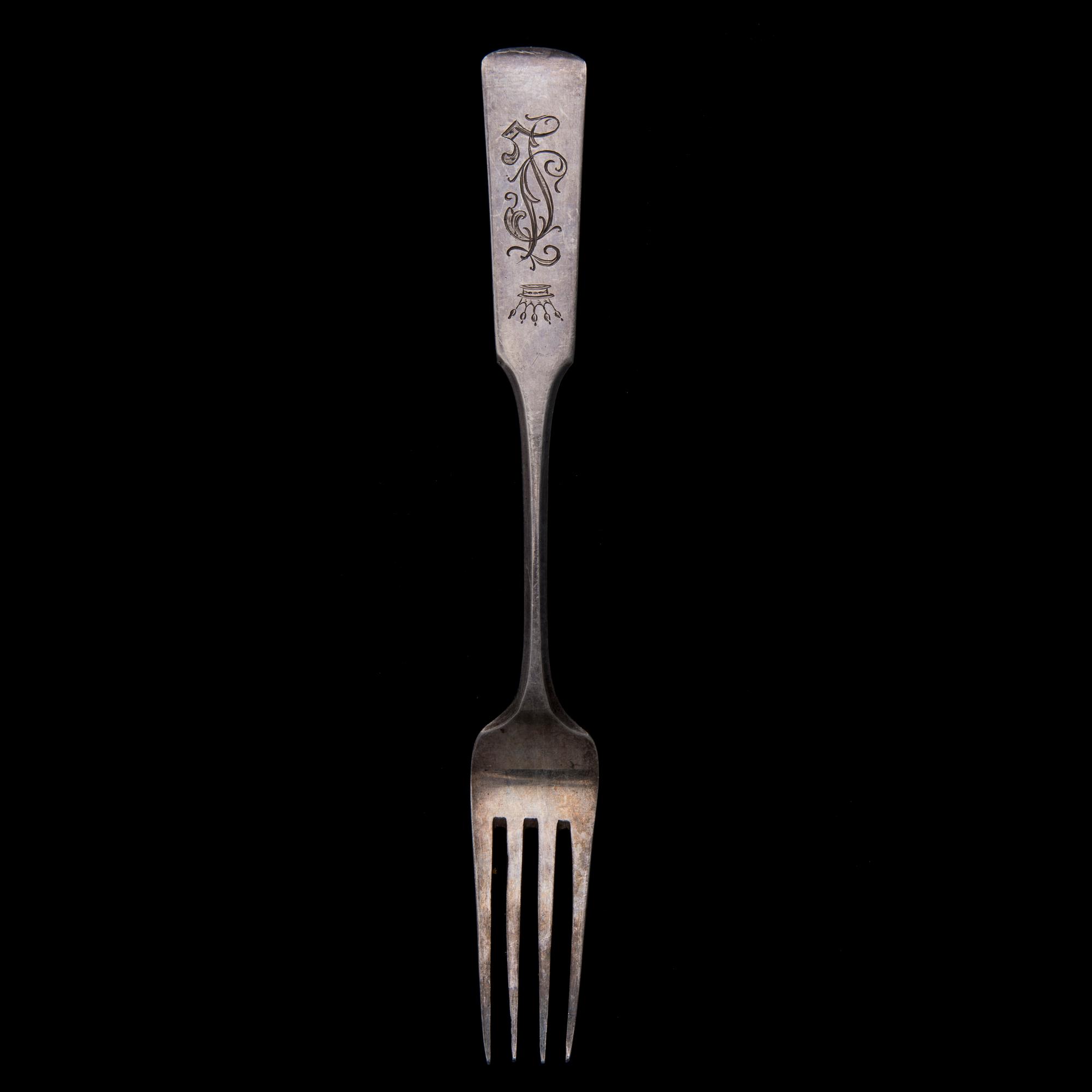 GAFFLAR, 6 st, silver, Ryssland 1900-talets början. Vikt 288 g.
