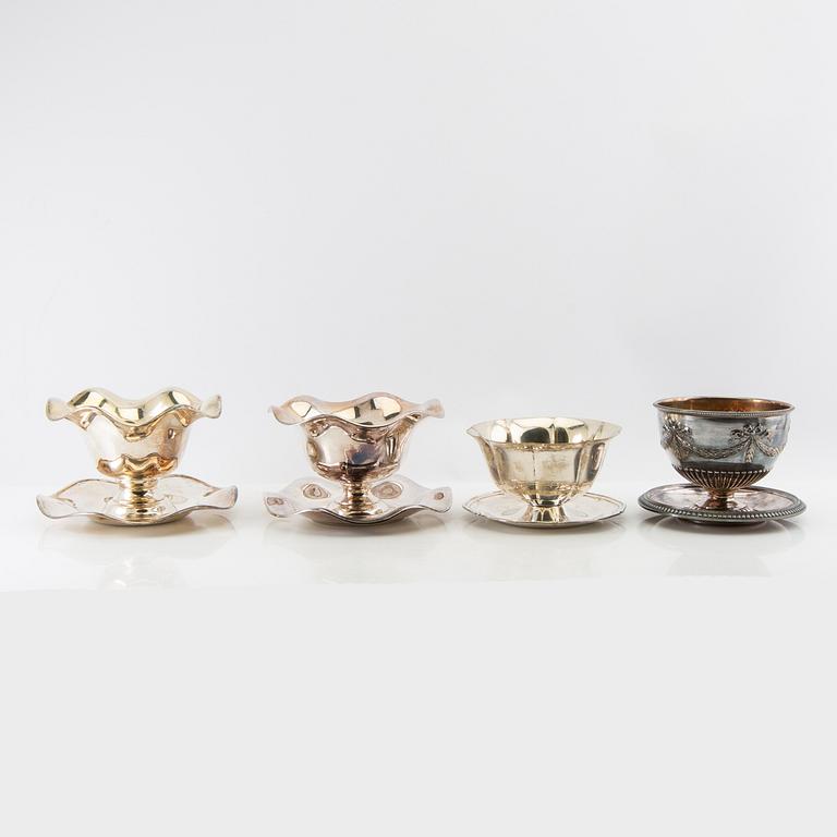 Sauce bowls 4 pcs, silver-plated, first half of the 20th century.