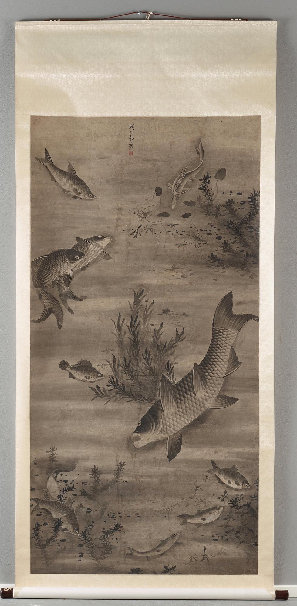 RULLMÅLNING, troligen Japan med kinesisk montering, 1800-tal.