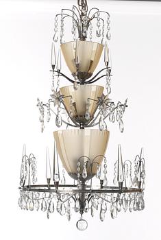 A chandelier attributed to Edward Hald, Sweden 1920's.