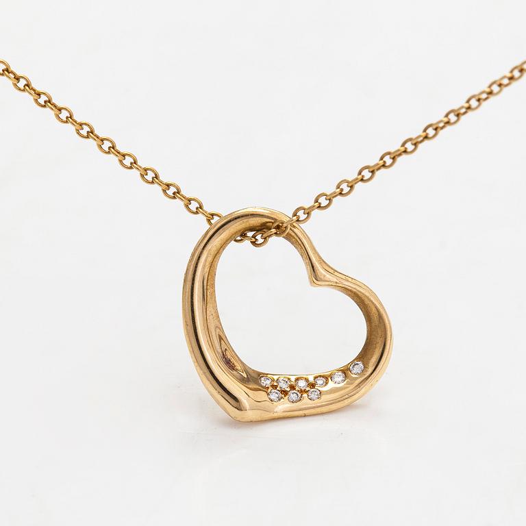 Tiffany & Co, Elsa Peretti, halsband, "Open Heart", 18K guld och små diamanter.