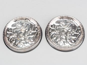 Two silver ashtray.