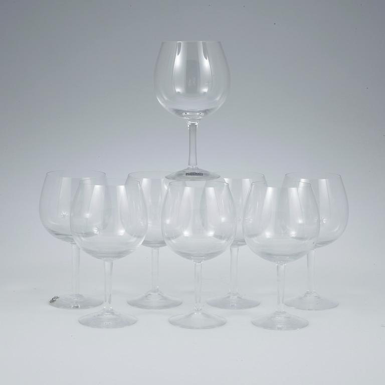 RÖDVINGLAS, 8st, "Bouquet" design Signe Persson Melin, Kosta Boda.