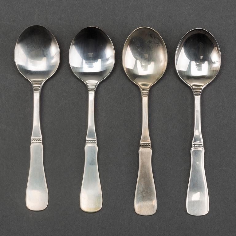KAFFESKEDAR, silver, MGAB, modell "Uppsala" 12 st. Total vikt ca 160 gram. 1980-tal.
