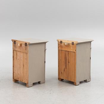 A painted pair of bedside cabinets. Late 19th Century.