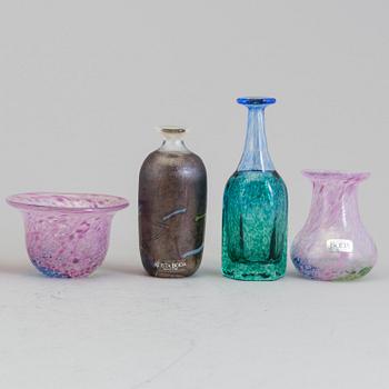 Seven glass miniatures from Kosta Boda artist Collection.